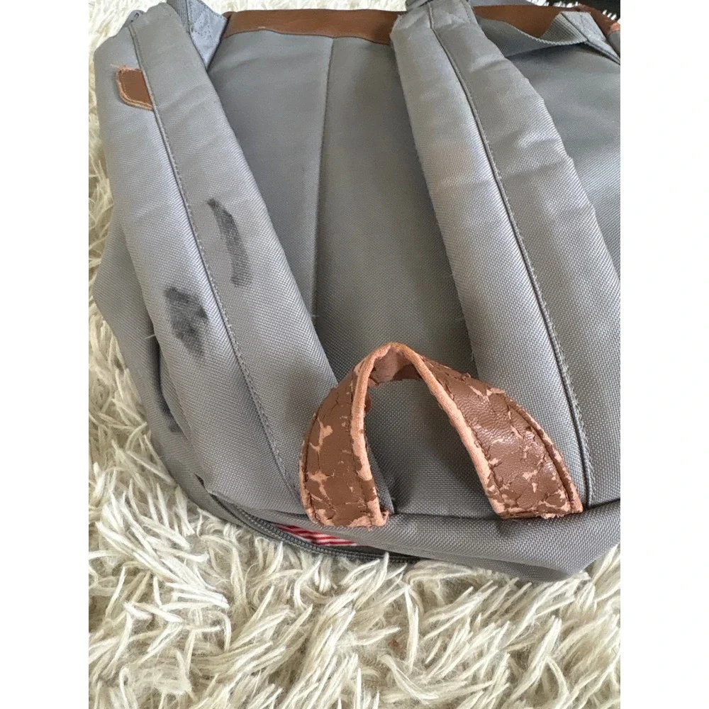 Herschel Supply Co Heritage Backpack Grey‎ Brown Faux Leather Trim 17 inch